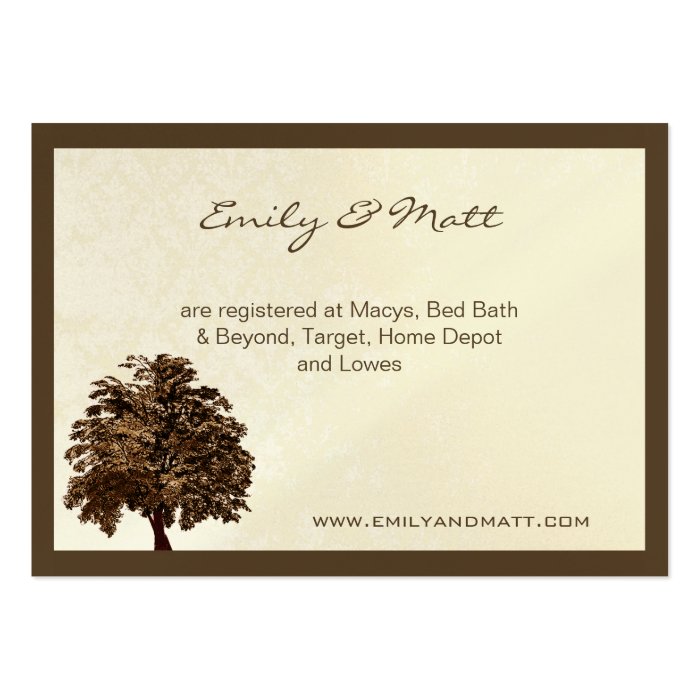 Brown Oak Tree Wedding Information Cards Business Card Templates