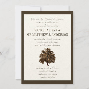 Brown Oak Tree Wedding Invitation