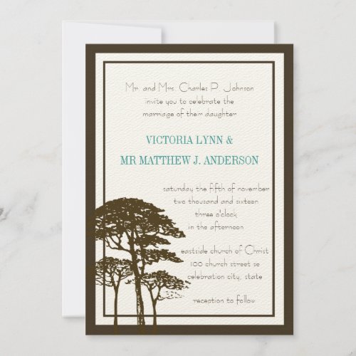 Brown Oak Tree Wedding Invitation