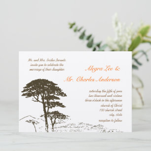 Brown Oak Tree Wedding Invitations