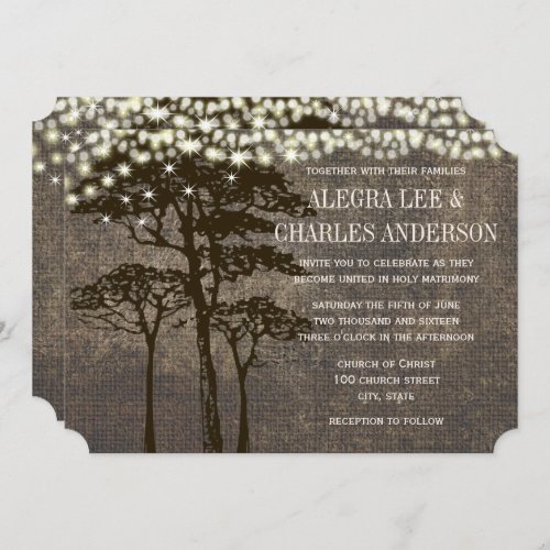 Brown Oak Tree Wedding Invitations