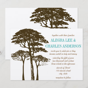 Brown Oak Tree Wedding Invitations