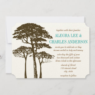 Brown Oak Tree Wedding Invitations