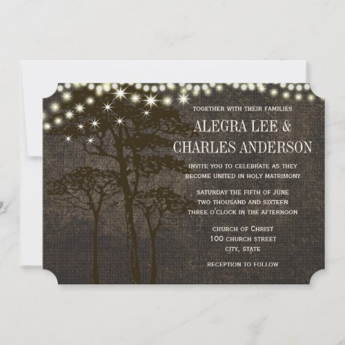 Brown Oak Tree Wedding Invitations