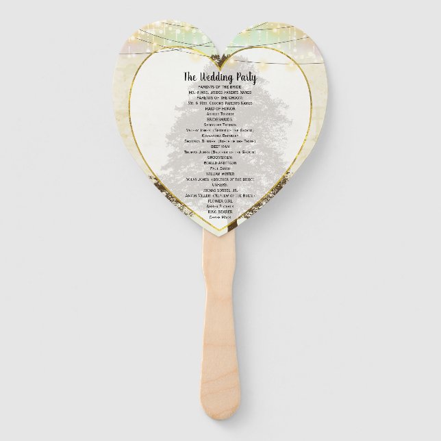 Brown Oak Tree Wedding Program Fan (Back)