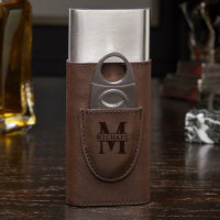 Brown Oakmont Faux Leather-Wrapped Cigar Case 