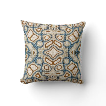 Brown Ochre Teal Blue Hip Bohemian Bali Art