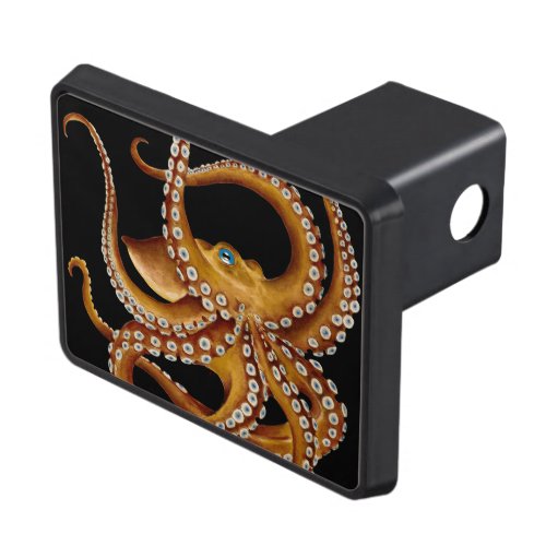 Brown Octopus Blue Eye Black Art Hitch Cover