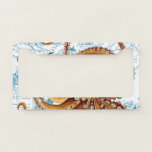 Brown Octopus Blue Vintage Map License Plate Frame at Zazzle