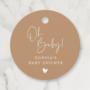 Brown Oh Baby Modern Boho Baby Shower Favor Tags
