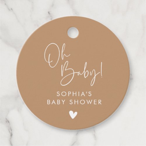 Brown Oh Baby Modern Boho Baby Shower Favor Tags