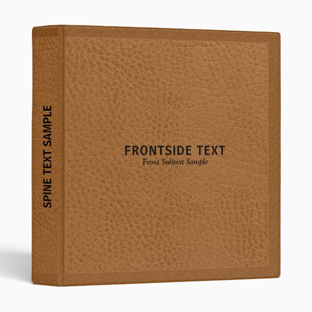 Brown Old Leather Texture Print 3 Ring Binder (Front/Spine)