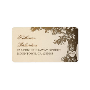 brown old tree address labels for wedding