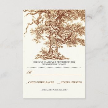 Brown Old Tree Rustic Wedding Rsvp Cards by jinaiji at Zazzle