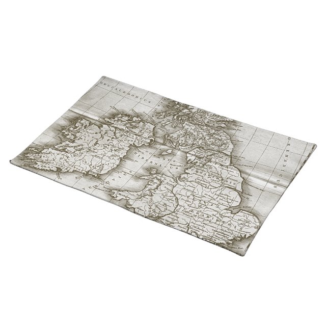 Brown Old World Antique Map Placemat (On Table)