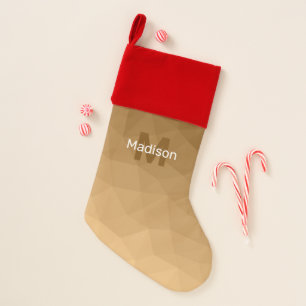 Brown ombre geometric mesh pattern Monogram Christmas Stocking