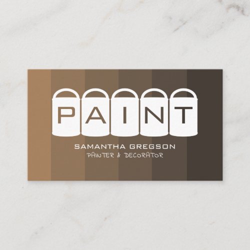 Brown Ombre Paint Buckets Painter  Decorator Business Card