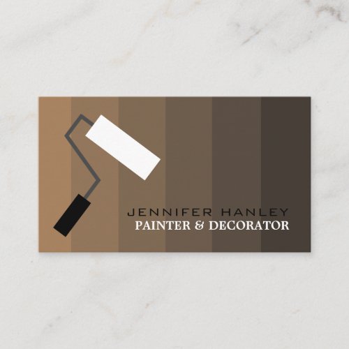 Brown Ombre  Paint Roller Painter  Decorator Business Card