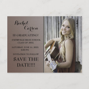 Brown Ombre' Save the Date Photo Graduation Announcement Postcard