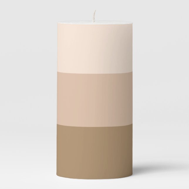 Brown Ombre Striped Pillar Candle (Front)