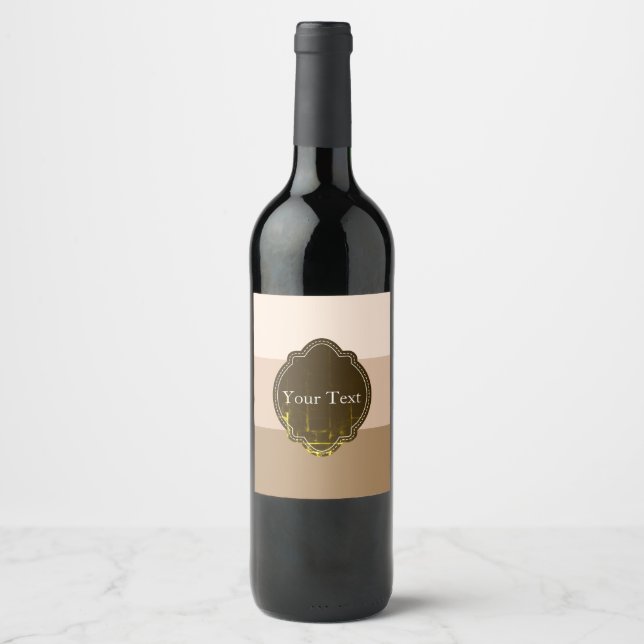 Brown Ombre Striped Wine Label (Front)