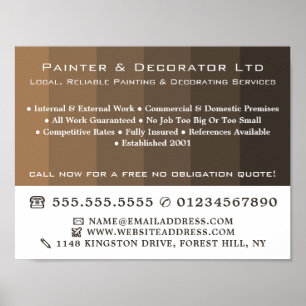 Brown Ombre Stripes, Painter & Decorator Poster