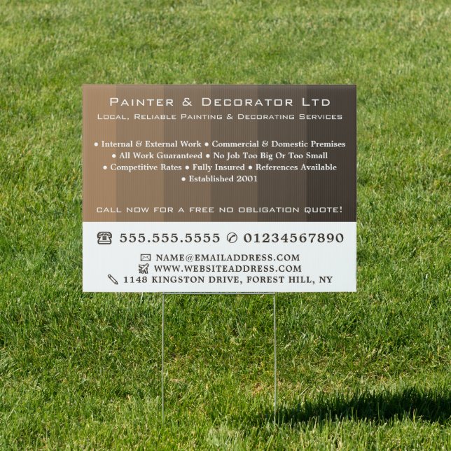 Brown Ombre Stripes, Painter & Decorator Sign (Insitu)