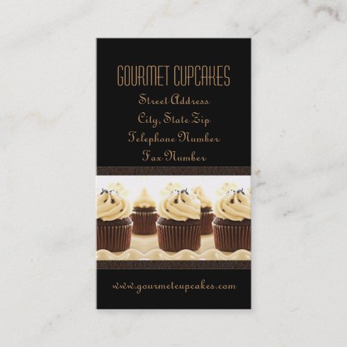 Brown on Black Cupcake Business Cards