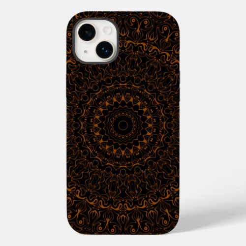 Brown on Black Mandala Kaleidoscope Medallion Case_Mate iPhone 14 Plus Case