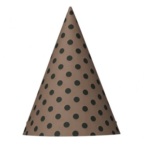 Brown on Black Polka Party Hat