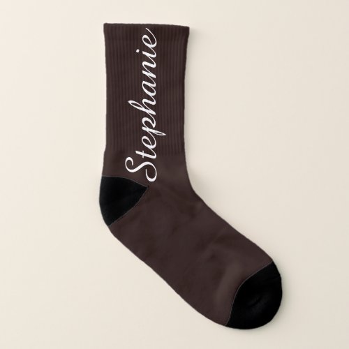 Brown or CHOOSE YOUR COLOR Jumbo Name Socks