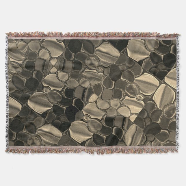 Brown or coppery bits, circles and rounded shapes throw blanket (Front)