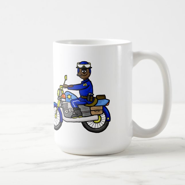 Brown or Dark Skin Motorcycle Cop Mug (Right)
