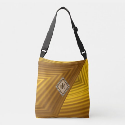 Brown Orange Abstract Geometric Design 2 Crossbody Bag