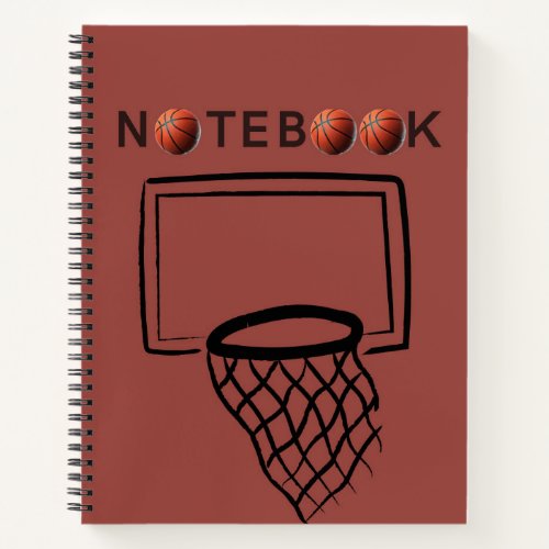 Brown orange and black basketball theme notebook