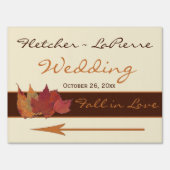 Brown, Orange, and Ivory Dried Leaves Wedding Sign (Back)