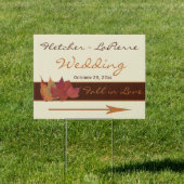 Brown, Orange, and Ivory Dried Leaves Wedding Sign (Insitu)