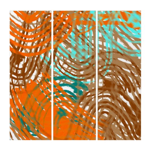 Brown Orange and Teal Boho Earth Tone Colors   Triptych
