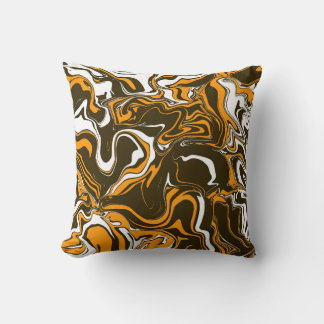 Brown, Orange and White Fall Harvest Marbled Melt Throw Pillow