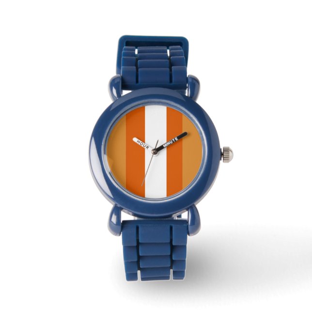 Brown, orange and white stripes watch (Front)