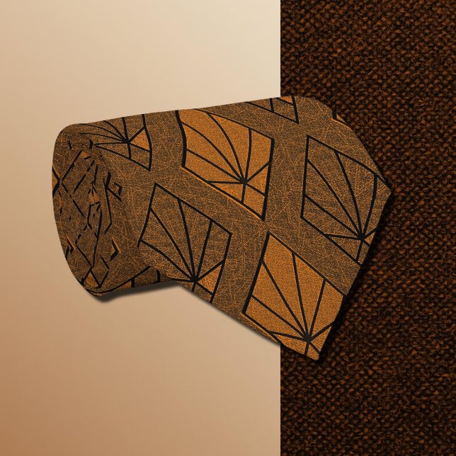 Brown & Orange Art Deco Diamond Pattern Neck Tie (Creator Uploaded)