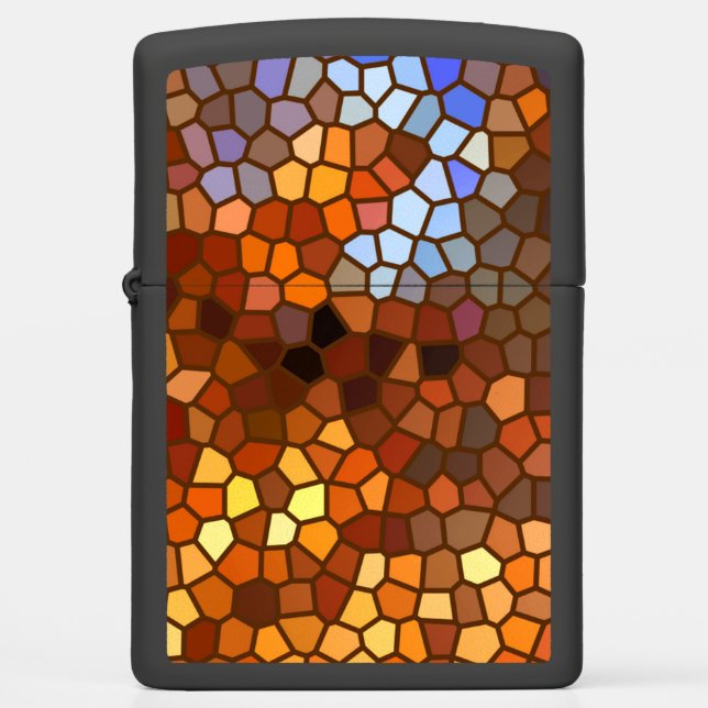 Brown Orange Autumn Mosaic Abstract Zippo Lighter (Front)