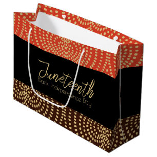 Brown Orange Black Independence Day Juneteenth Large Gift Bag