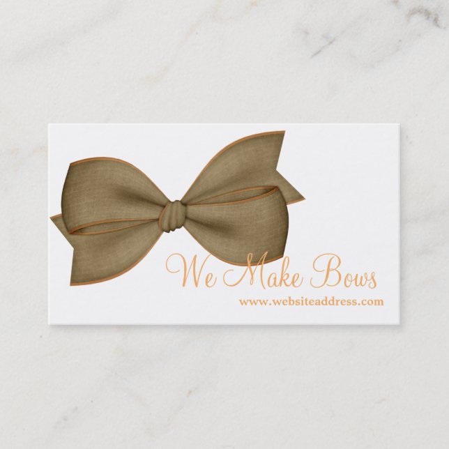 Brown & Orange Bow Style Business Card 1 (Front)