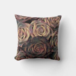Brown, orange, copper, and gold roses throw pillow