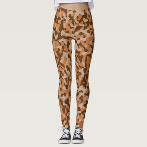 Brown Orange Copper Jambalaya Khaki Camo  Leggings