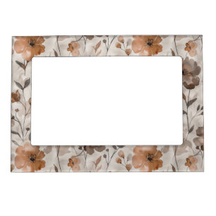 Brown Orange Cream Flowers Magnetic Frame