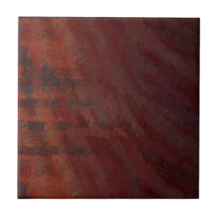 brown / orange dark red design painted ceramic tile