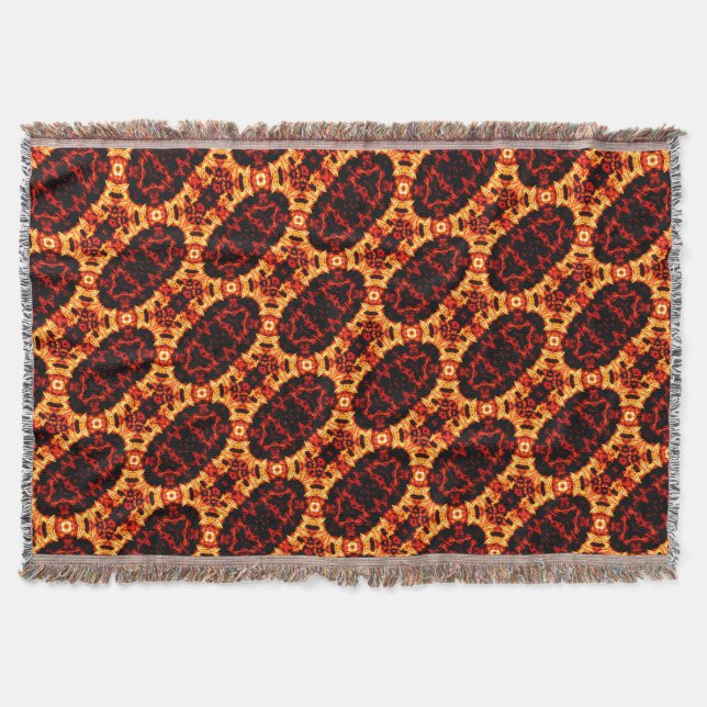 Brown Orange Geometric Pattern Rustic Throw Blanke Throw Blanket (Front)
