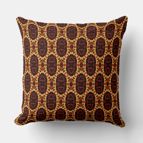 Brown Orange Geometric Pattern Rustic Throw Pillow